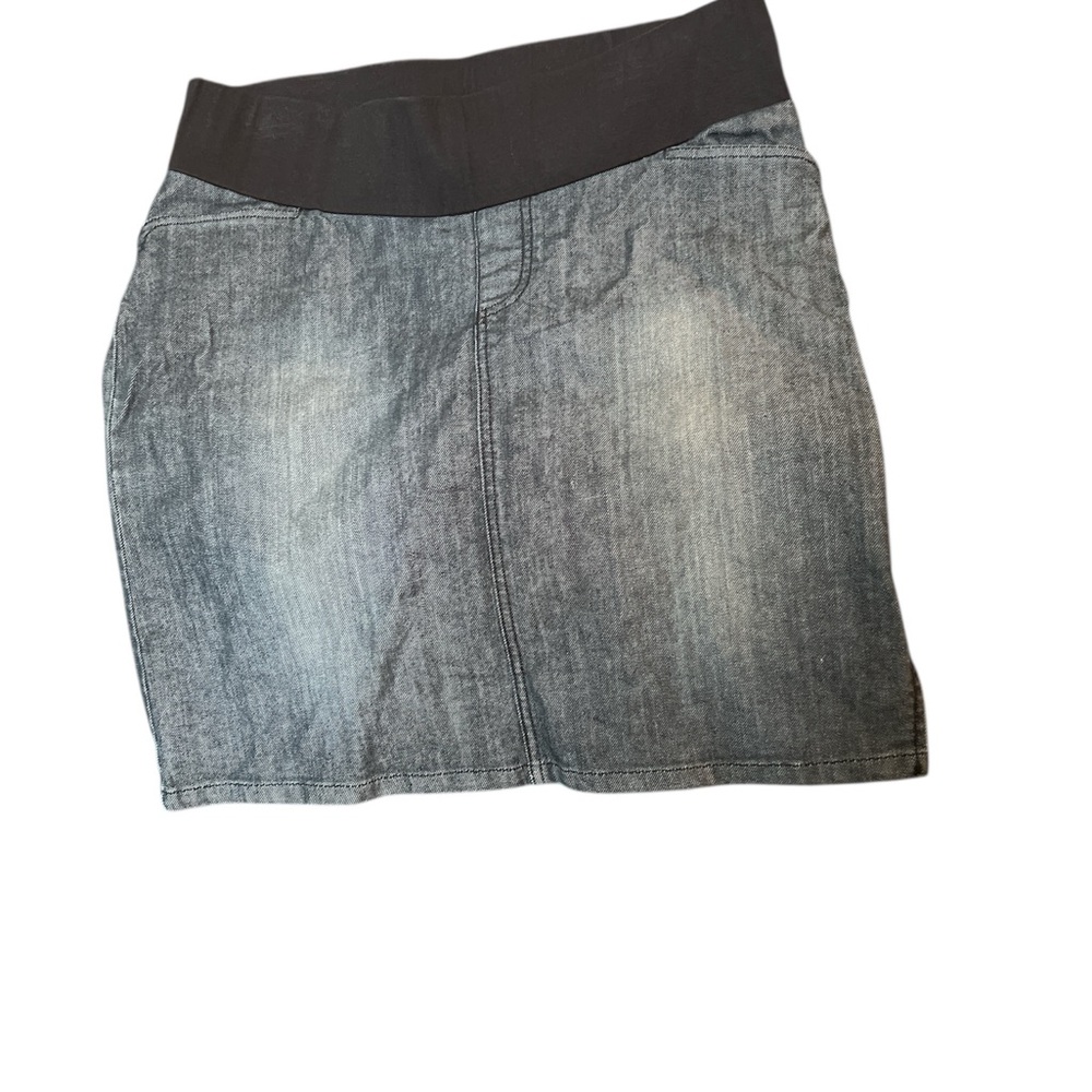 Vintage Bedondine Maternity denim mini skirt black faded, appliqué size 11